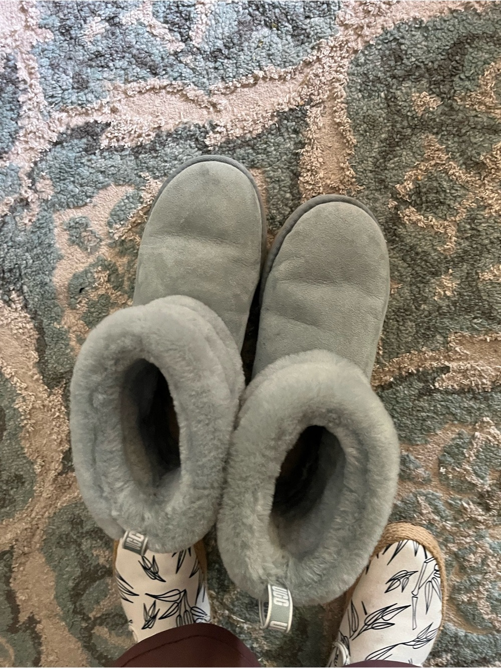 UGG Light Gray Short Shearling Boots